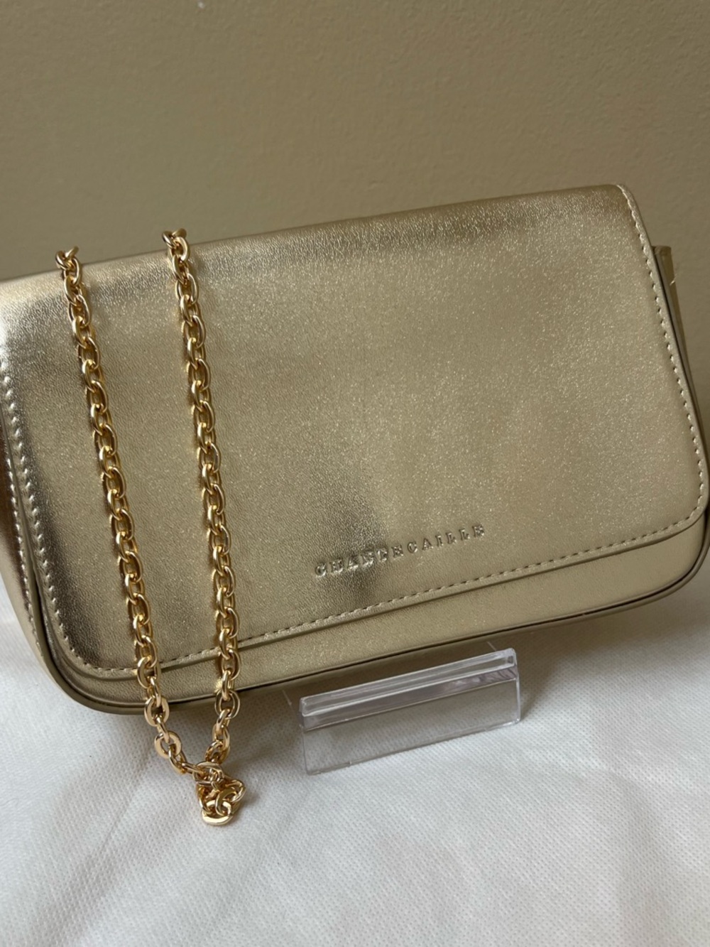 Chantecaille Metallic Gold Clutch Bag NWOT